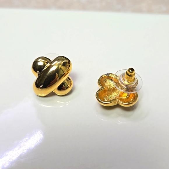 Elegant Gold Tone Knot Stud Earrings - Picture 3 of 11